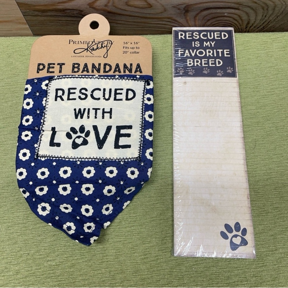 NEW : RESCUED PET BANDANA AND MAGNETIC NOTE PAD